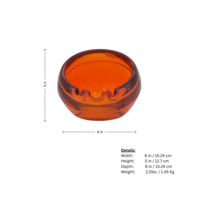 Glass Viking Glass Orb Ashtray in Persimmon Orange For Sale - Image 7 of 7