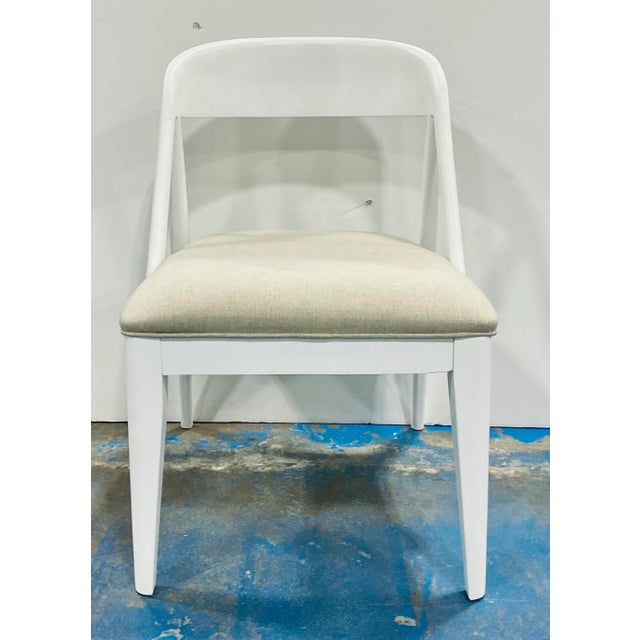 2020s Modern White Wood Curved Back Dinnng Chairs Set .Of 4 For Sale - Image 5 of 8