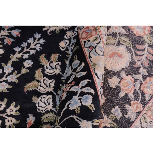 Textile Shabby Chic Floral 1990's Pak-Persian Black/Rust Wool Rug - 12'1'' X 15'2'' For Sale - Image 7 of 9