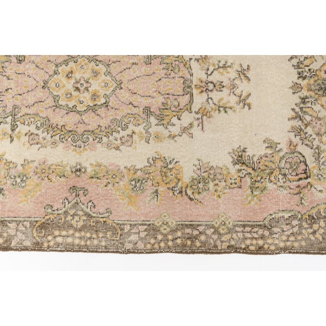 1960s Faded Ivory Vintage Turkish Rug For Sale - Image 5 of 10