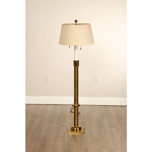 Brass Vintage Brass Floor Lamp With Shade For Sale - Image 8 of 18