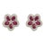 Ruby and Diamond Cherry Blossom Floral Stud Earrings in 18k Gold - 2 Pieces For Sale