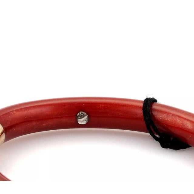Metal Nouvelle Bague Diamond Red Enamel 18k Gold & Sterling Bangle Bracelet For Sale - Image 7 of 8