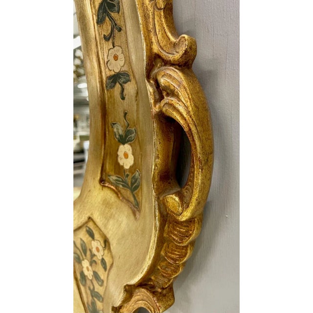 Gold Gold Leaf Paint Decorated Shell Form Wall or Console Mirror For Sale - Image 8 of 9