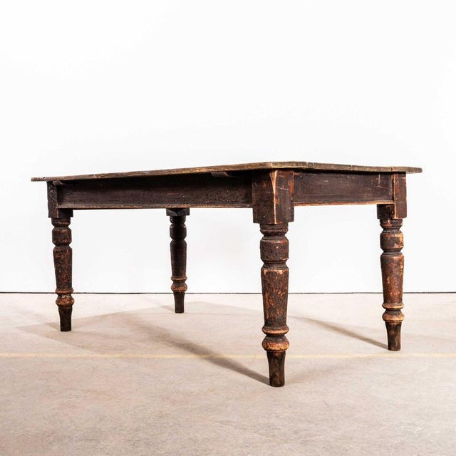 19th Century Classic Heavy Gauge End Drawer Kitchen Dining Table For Sale - Image 8 of 11