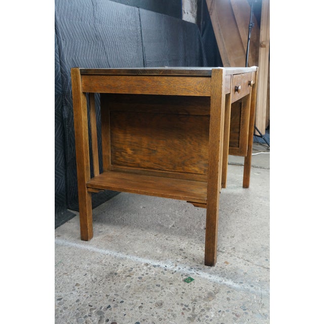 Antique Mission Arts Craft Quartersawn Oak Library Bookcase Table Desk Inkwell For Sale - Image 17 of 18