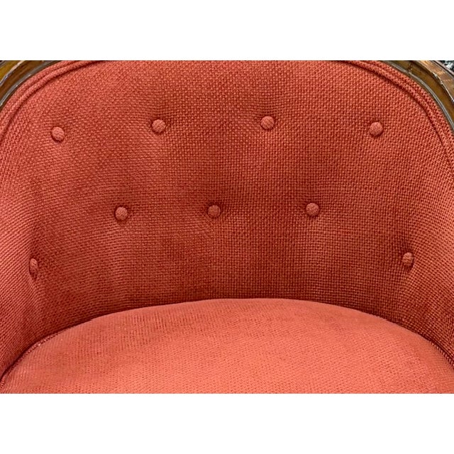 Brick Red Mid Century French Bergere Club Chair in Cranberry Upholstery For Sale - Image 8 of 8