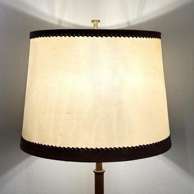 Mid-Century Modern Floor Lamps in Leather and Parchment, Germany, 1960, Set of 2 For Sale - Image 6 of 10