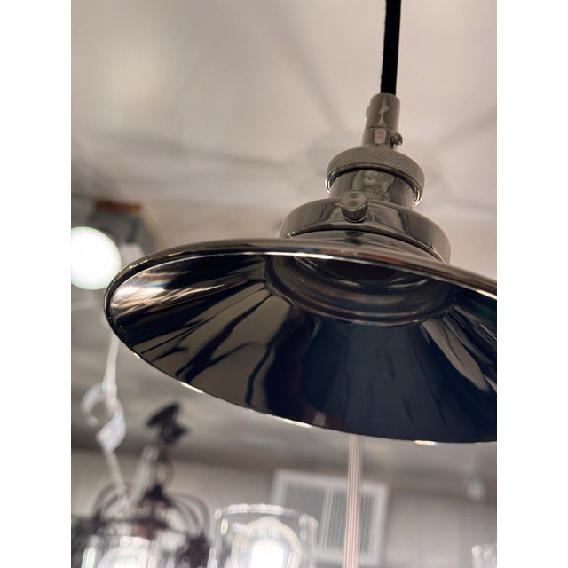 Industrial Restoration Hardware 20th C. Factory Filament Metal Shade Pendant For Sale - Image 3 of 12