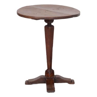 1940s French Wood Pedestal Side Table For Sale