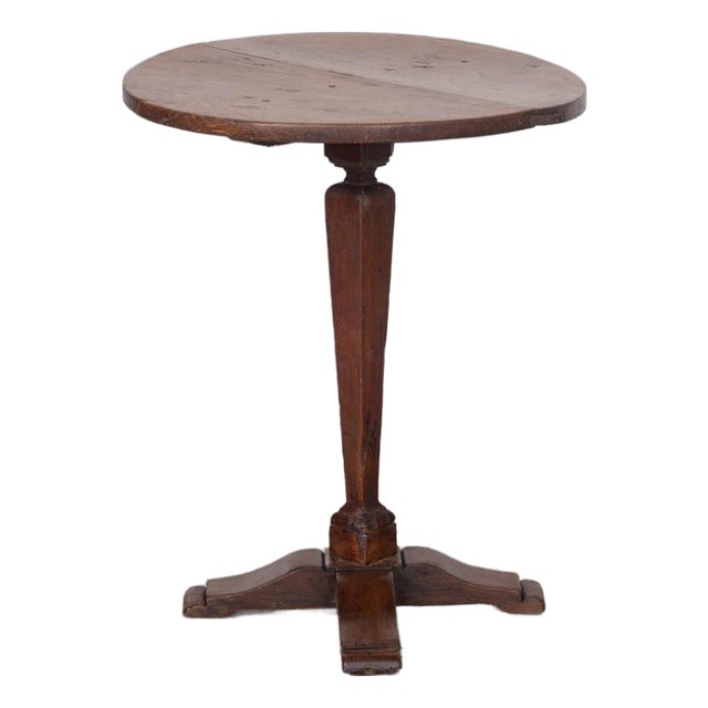 1940s French Wood Pedestal Side Table For Sale