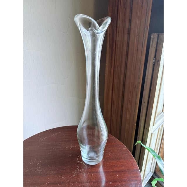 Mid-Century Modern Mid 20th Century Modern Swedish Sculptural Glass Bud Vase Attributed to Orrefors For Sale - Image 3 of 10