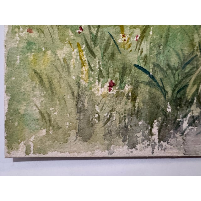Late 19th Century Attributed to Frank Henry Mason Country House Meadow Landscape Original Watercolor For Sale - Image 4 of 5
