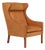 Danish Wingback Chair in Teak and Red Leather attributed to Børge Mogensen for Fredericia For Sale