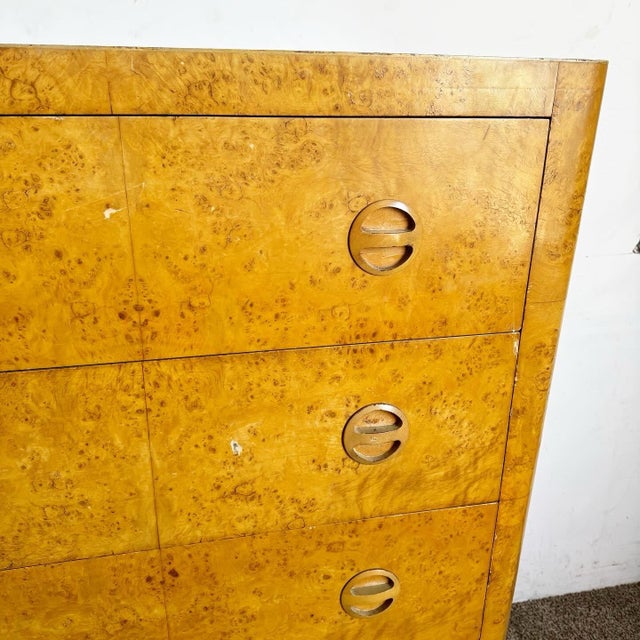 Art Deco Art Deco Birds Eye Maple Veneer Highboy With Cedar Storage in Bottom Drawer For Sale - Image 3 of 12