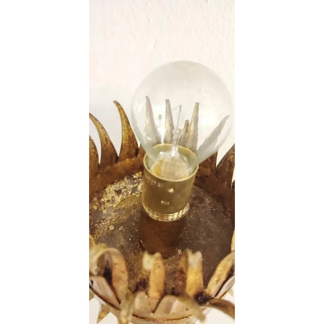 Wrought Iron and Gold leaf Wall Sconce, Spain, 1950s For Sale - Image 7 of 13