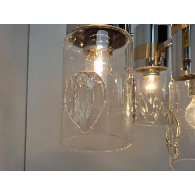 Vintage Italian Glass and Chrome Chandelier, 1970s For Sale - Image 10 of 13