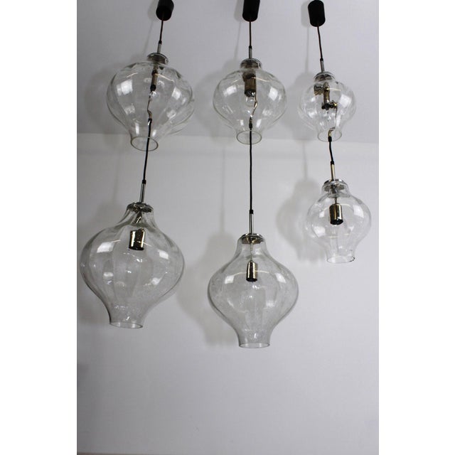 1960s Large Glass & Metal Tulipan Ceiling Light from Kalmar, 1960s For Sale - Image 5 of 8
