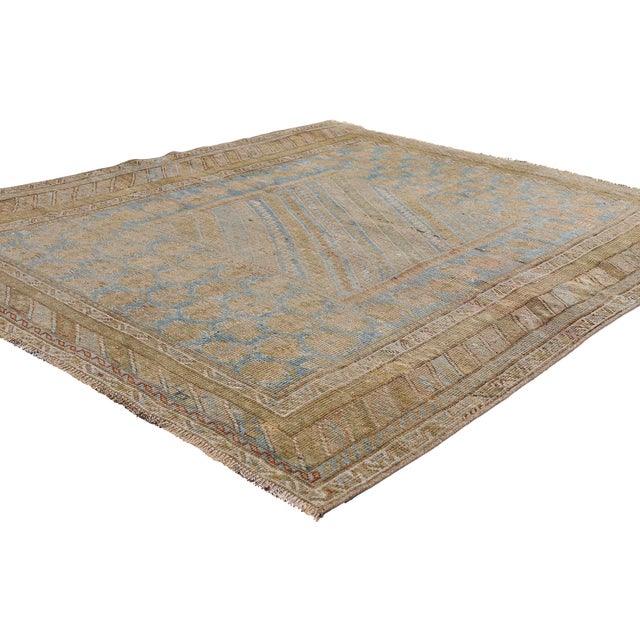 54142 Antique Turkish Oushak Rug, 04'04 x 05'02. The Guardian's Passage: An Early 20th Century Turkish Oushak of Enduring...