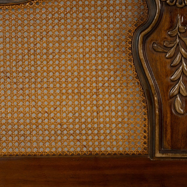 Drexel Heritage Brittany King Headboard French Caning Wicker Carved Wood For Sale - Image 10 of 17