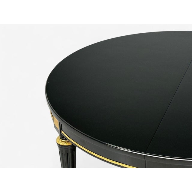 Hollywood Regency, Black Lacquer, Bronze, Ebonized Dining Table, France, 1940s For Sale - Image 12 of 13