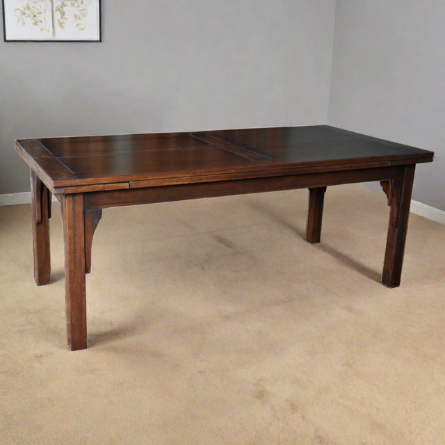 Mission Style Oak Stow Leaf Dining Table (2 Colors Available) - Walnut For Sale - Image 14 of 14