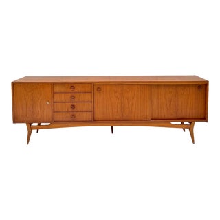 1950's Mid-Century Modern Teak Credenza Sideboard For Sale
