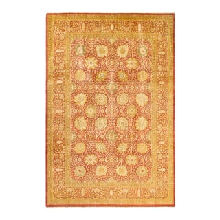 Mogul Collection Hand-Knotted Area Rug - Orange 6' 2" x 9' 3" For Sale