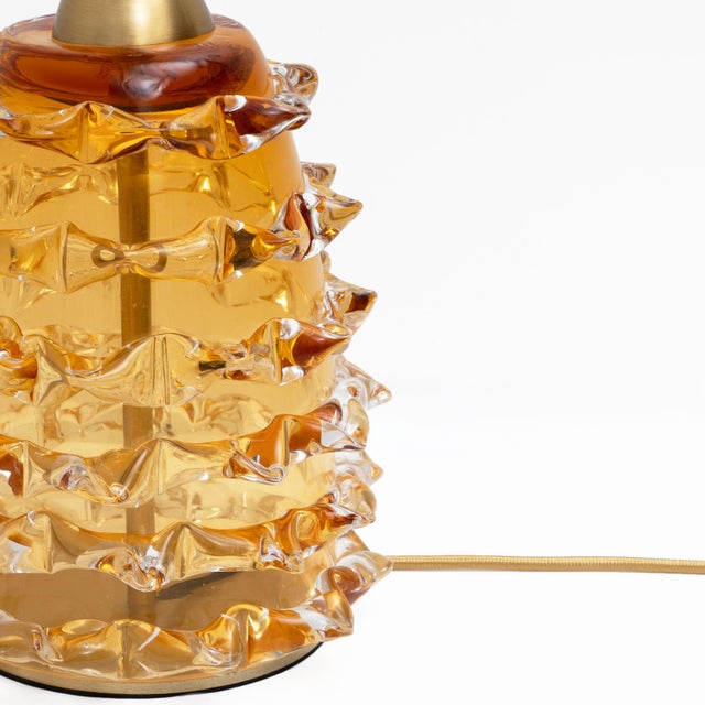 Amber Rostrato Murano Glass Table Lamps, 2000, Set of 2 For Sale - Image 4 of 8