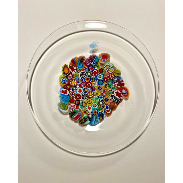 Mid-Century Modern Set of 4 Vintage Murano Gambaro & Poggi Millefiori Glass Plates - Made in Italy For Sale - Image 3 of 4