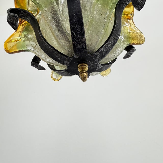Brutalist Glass and Iron Hanging Lamp, 1970s For Sale - Image 13 of 17