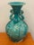 Chinoiserie 19th Century Antique Peacock Blue Porcelain Vase With Floral Motifs For Sale - Image 3 of 4