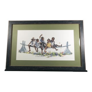 1980s 'The Joggling Board' Limited Edition Watercolor Print Signed by Virginia Fouché Bolton For Sale