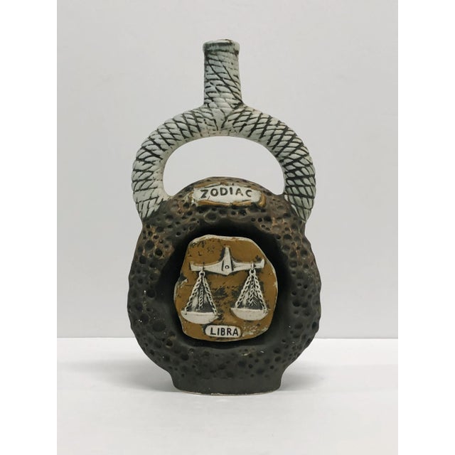 Vintage 1970s Casa Vento Ceramic Zodiac Collectors Wine Bottle For Sale In Los Angeles - Image 6 of 6