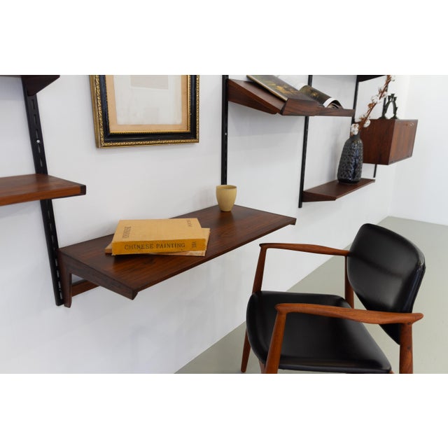 Feldballes Møbelfabrik Danish Rosewood 5-Bay Modular Wall Unit by Kai Kristiansen for FM, 1960s For Sale - Image 4 of 18
