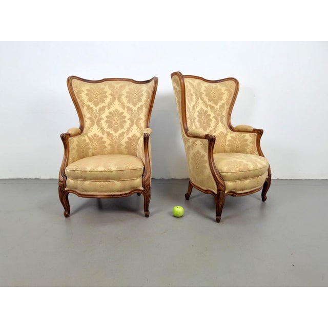 Rococo Style Wingback Armchairs, 1920s, Set of 2 For Sale - Image 16 of 17