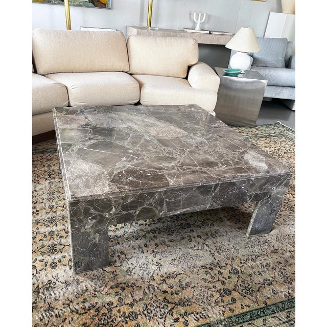 1970s 1970s Vintage Grayscale Marble Coffee Table For Sale - Image 5 of 12