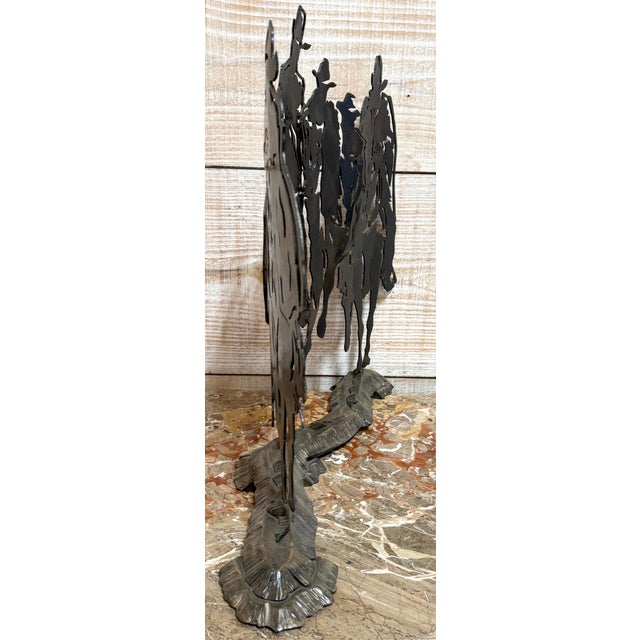 Riders on the Storm — Modern Cut Steel Western Cowboy Sculpture For Sale - Image 6 of 16