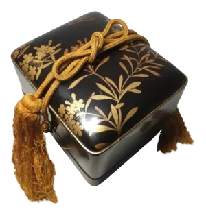 Early 19th C Japanese Black and Gold Maki-E Lacquered Tebako