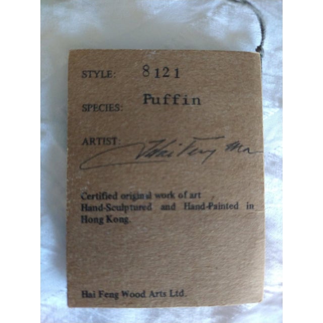 Hai Feng Ma Wood Art Puffin For Sale - Image 4 of 9