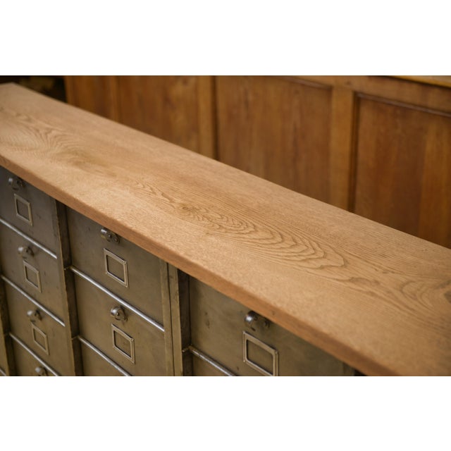 Six-Column Filing Cabinet with Oak Top by Strafor, 1950s For Sale - Image 11 of 16