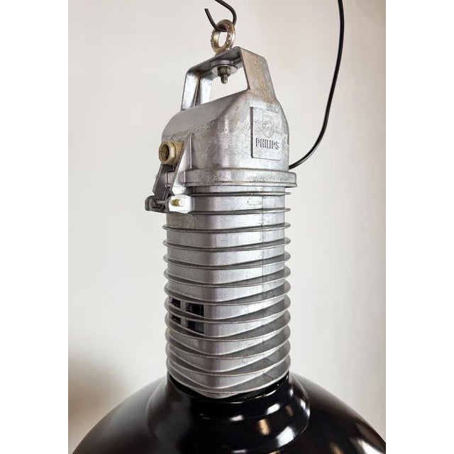 Large Industrial Black Enamel Factory Pendant Lamp from Philips, 1960s For Sale - Image 12 of 18