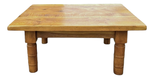 Rustic Oak Coffee Table with Turned Ring Legs, 1960s