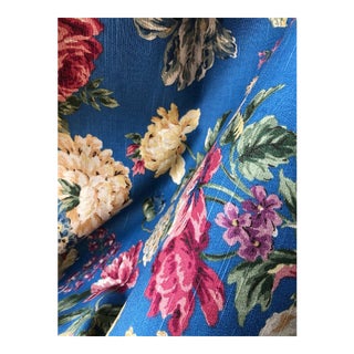 Blue Floral Fabric - 3 Yards For Sale