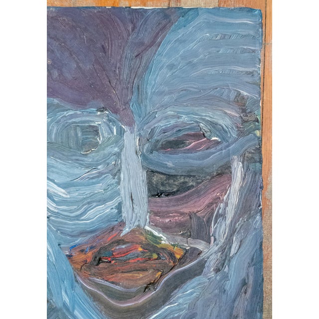 Abstract 1980's Abstract Modernist Portrait Painting With Heavy Impasto, Signed Illegibly For Sale - Image 3 of 9