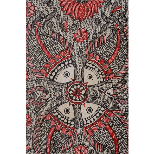 This exquisite, authentic hand-painted artwork features a highly symmetrical, balanced four-directional layout centered...