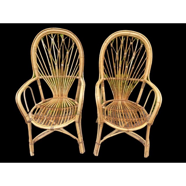 Set of Midcentury Rattan Armchairs, 1950s For Sale - Image 10 of 16