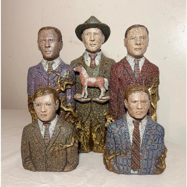 Up for sale is an original sculpture created by artist Richard Cleaver in 2003. Made of sculpted wood, ceramic, and gold...