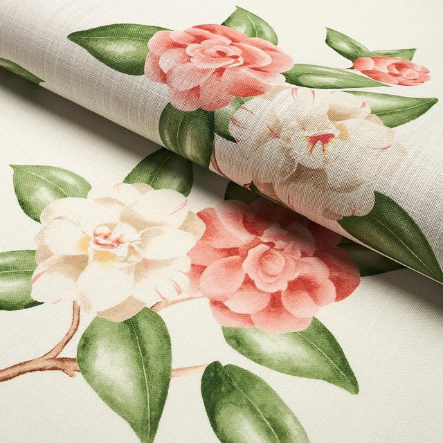 Schumacher Sample - Schumacher Casablanca Floral Indoor/Outdoor Fabric in Coral For Sale - Image 4 of 5