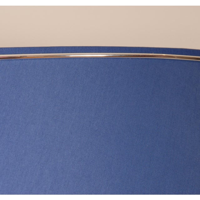 Silver Vintage Chrome Table Lamps Tall Silver and Royal Blue Modern Vase Lamps Set of 2 For Sale - Image 8 of 11